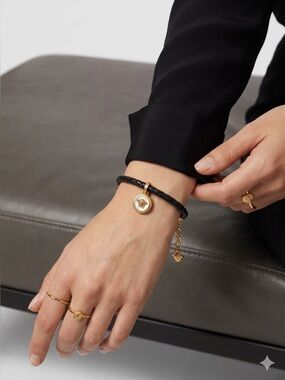 Versace Bracelet w/Medusa on Leather Braided Cord NWT
